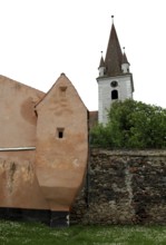 Municipality of Cristian, German Grossau, view of the fortified church from outside, here the