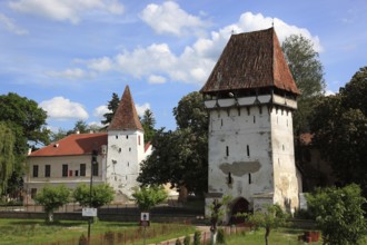 Gate tower of the fortified church in Agnita, German Agnetheln, Transylvanian-Saxon Ognitheln, a