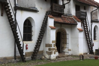 Courtyard of the fortified church of Honigberg, Biserica fortificata din Harman in the village of