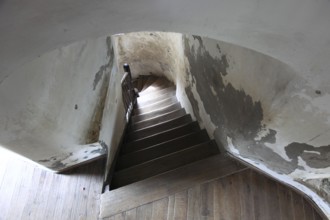 The picture shows the interior of the Chindia Tower, the staircase shown leads through the historic