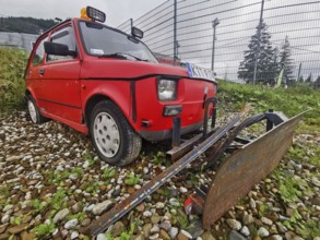 Mini car Fiat 126 Maluch as a snow plough, Zakopane, hiking to Kasprowy Wierch in the High Tatras