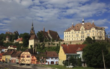 Romania, view of the historic old town of Sighisoara, German Sighisoara, city in Mures district in