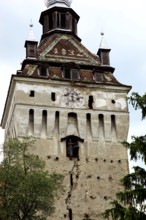 Romania, church tower of the fortified church of Saschiz, German Keisd, municipality in Mures