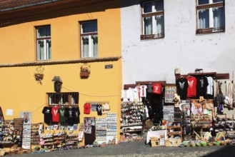 Romania, souvenir shop in the historic Upper Town, old town of Sighisoara, German Sighisoara, town