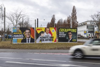 Election advertising for the 2026 state election in Baden-Württemberg. Large posters of the Green