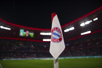 Corner flag, logo, FC Bayern Munich FCB, soccer Bundesliga, DFB-Pokal, Allianz Arena, Munich,