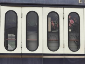 Detail of a train with four oval windows and floral decoration, Upper Franconia, Germany
