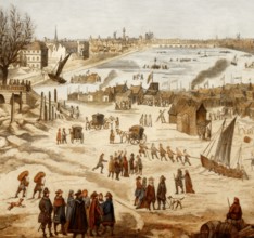 Thames Frost Fair, 1683, London, England, United Kingdom