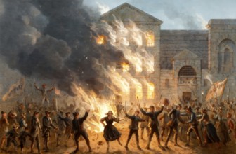 Newgate Prison destroyed in the Great Fire of London in 1666, City of London, UK