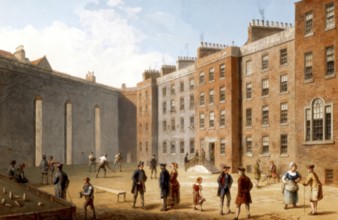 The Raquet Ground of the Fleet Prison circa 1808, London, UK