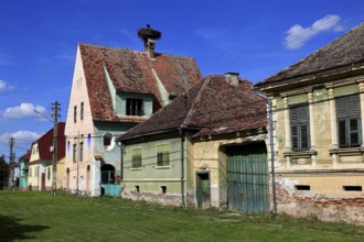 Typical rural houses in the village of Dealu Frumos, Schönberg, Transylvania, Romania