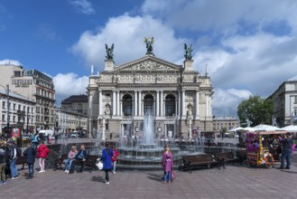 Opera House with Opera Fountain, Lviv, Ukraine