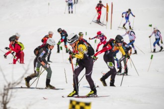 Athletes climbing the ski touring competition Jennerstier, Skimo, Jenner, Schönau am Königssee,