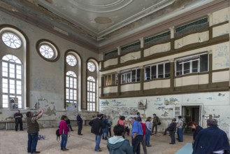 Destroyed interior of the Hasidic Synagogue including Jacob Gansel Schul, is being restored,