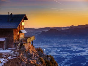 Reichenhaller Haus am Hochstaufen at sunrise, below Salzburg, Bad Reichenhall, Berchtesgadener