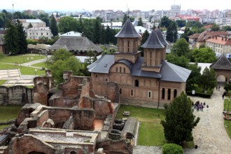 The royal courtyard, Curtea Domneasca, in Targoviste, Romania. The ruins of the fortress are known