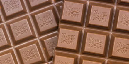 Ritter Sport chocolate close-up chocolate bar chocolate background with logo in Stuttgart, Germany
