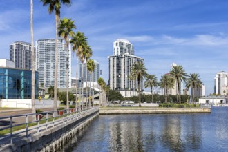 Saint Petersburg Florida Promenade on Tampa Bay with Skyline in Downtown St Petersburg, USA