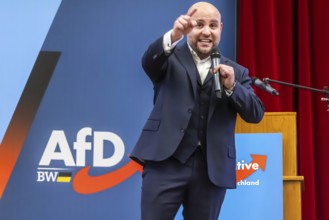 Campaign rally for the state elections of the AfD party. Markus Frohnmaier is the top candidate