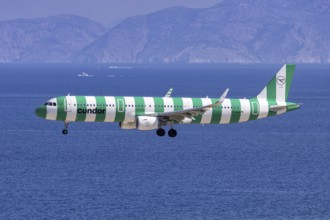 A Condor Airbus A321 aircraft with the D-AIAC license plate at Rhodes airport, Greece