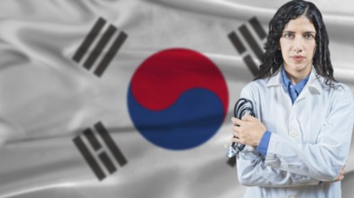 South Korean national health system, Medical professional on South Korea flag background