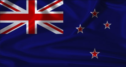 National flag of New Zealand with cloth texture. New Zealand flag with realistic texture background
