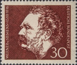 Werner von Siemens (1816-1892) a German inventor and industrialist. Portrait on a German postage