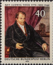 Johann Ludwig Tieck (1773-1853) was a German poet, romanticist. Portrait on German postage stamp