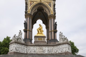 Neo-Gothic Albert Memorial, Prince Albert's husband of Queen Victoria, Kensington Gardens, London,