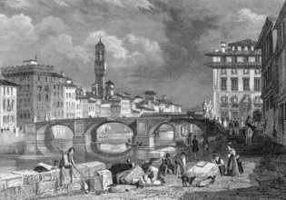Ponte Santa Trineta, arched bridge over the Arno, Florence, Florence, Tuscany, Italy, cityscape,