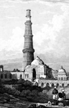Cootub Minar ruins, Qutub Minar, Qutub Minar, Delhi, India, various transcription, rejuvenating