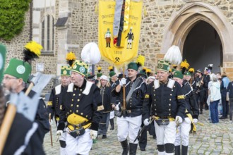 Bergstreit Day 2025 in Schneeberg, the miners of all trades proudly wear their habit on this
