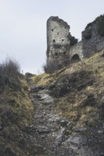 Ascent to the ruins of Mägdeberg Castle, Mühlhausen-Ehingen, Hegau, Konstanz district,