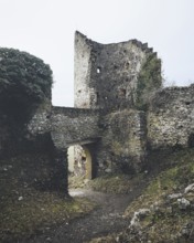 Detailed view, historic walls, Mägdeberg Castle Ruins, Mühlhausen-Ehingen, Hegau, Konstanz