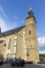Bergkirche St. Wolfgang on Bergstreittag 2025 during the traditional miners' service, Schneeberg,