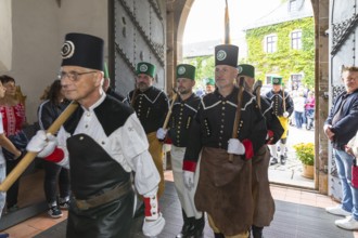 Historic mining day of miners 2025 in Schneeberg, miners of all trades proudly wear their habit on