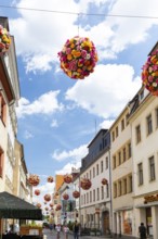 Petersstraße pedestrian zone in downtown Freiberg, Saxony, Germany
