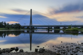 Niederwartha Bridge across the Elbe at morning light, Niederwartha, Dresden, Saxony, Germany
