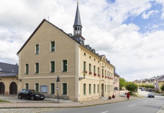 Town Hall on the Market Square, Elterlein, Ore Mountains, Saxony, Germany