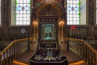 A parochet, curtain in front of the Torah shrine in the interior of the Tsori Gilod Synagogue,