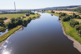 Elbe valley downwards in Coswig, in the background Readebeul and Dresden, Saxony, Germany