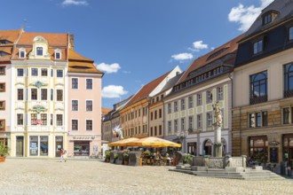 Hauptmarkt with Ritter-Dutschmann-Brunnen, Bautzen, Upper Lusatia, Saxony, Germany