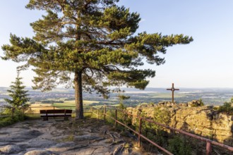 View from the summit, Mount Töpfer near Oybin, Zittau Mountains, Saxony, Germany