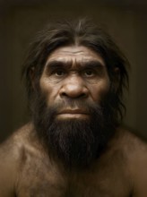 Portrait of a Neanderthal man, symbolic image paleontology, Homo Neoka ensis, primate, prehistoric
