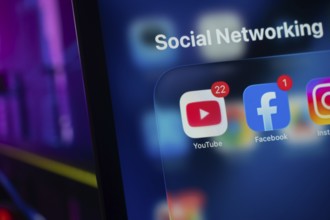 Dhaka, Bangladesh- 01 Dec 2025: youtube, facebook and instagram app on iPad