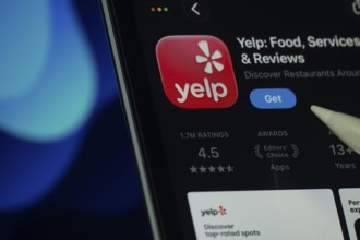 Dhaka, Bangladesh- 24 Oct 2025: A iPad screen displaying the Yelp app on App store