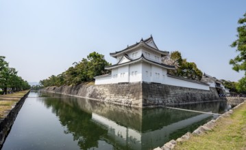 Tonan Sumi-yagura, southeastern watchtower, reflected in the water of the moat, former imperial