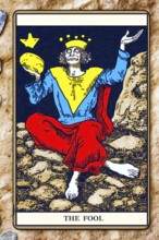Classical representation of tarot card The Fool symbolizing innocence, freedom, originality,
