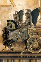 Modern representation of tarot card The Chariot symbolizing victory, success, determination, hard