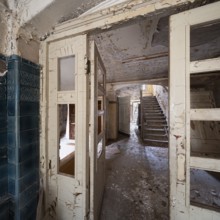 Staircase of a former sanatorium, Lost Place, Thuringia, Germany